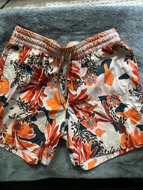 Maaji Orange and Navy Floral Swim Shorts